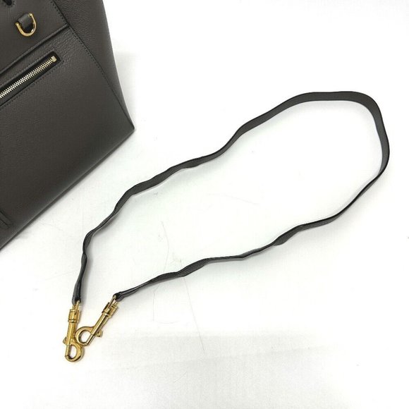 Auth CELINE 189153 logo Belt bag micro 2WAY Shoulder Bag Hand Bag Leather gray - Picture 7 of 16